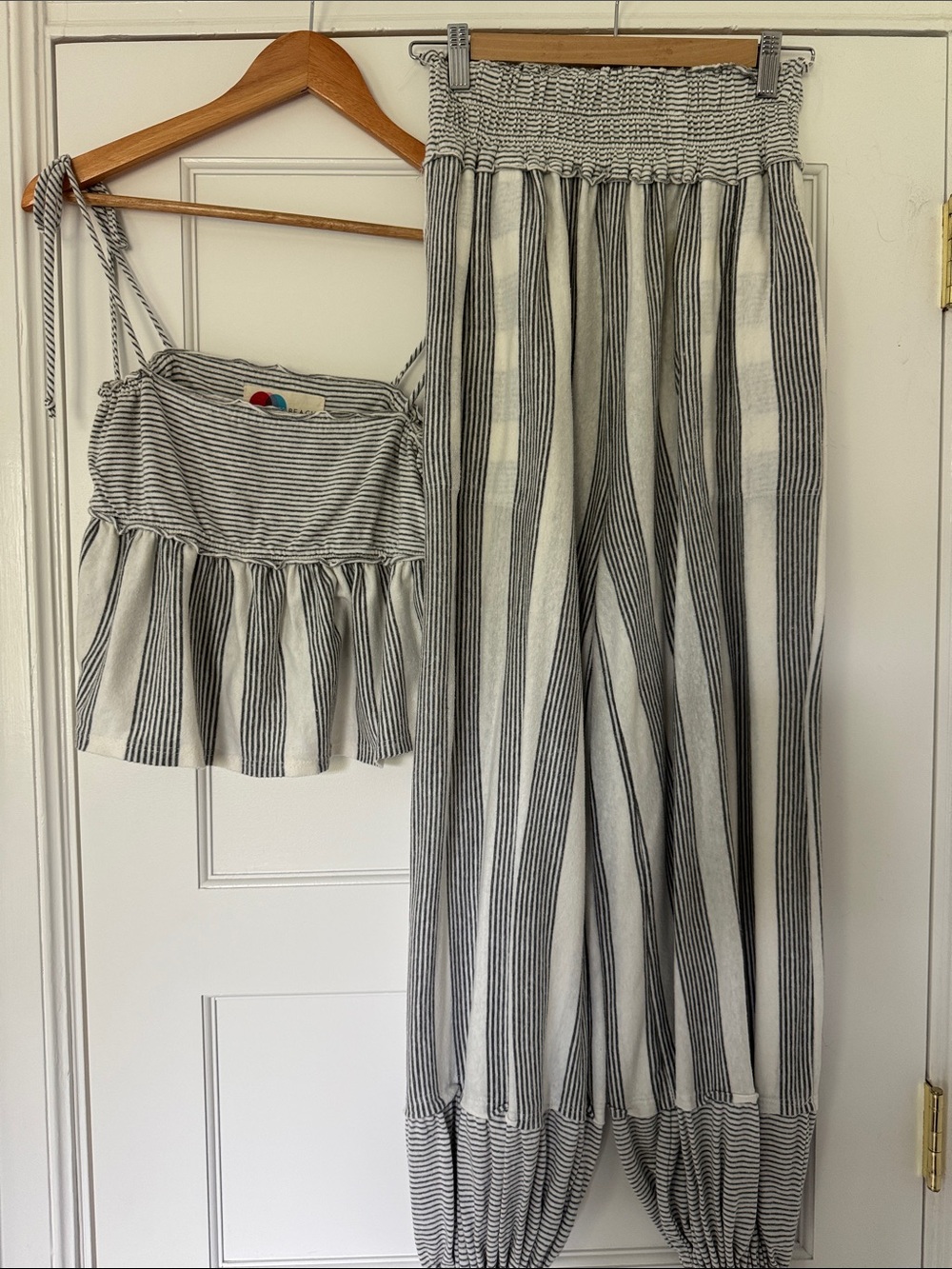 Free People Beach Striped Two-Piece Set - Black & White Size Small